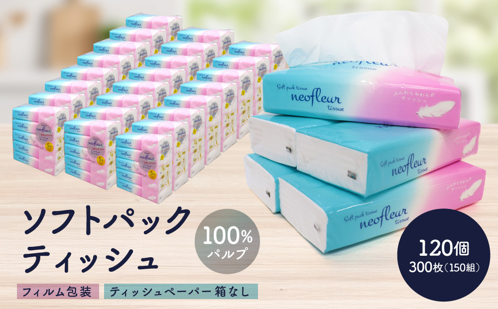 ソフトパックティッシュ　5個パック（コンパクト）×24セット(120個）&nbsp;|&nbsp;箱なし&nbsp;フィルム包装&nbsp;ソフトパック&nbsp;ティッシュ&nbsp;洗面所&nbsp;キッチンまわりで使いやすい&nbsp;持ち運び&nbsp;アウトドア&nbsp;車内&nbsp;コンパクト&nbsp;パッケージ&nbsp;100％パルプ&nbsp;人気&nbsp;おすすめ&nbsp;エコ&nbsp;防災&nbsp;備蓄&nbsp;送料無料&nbsp;愛知県&nbsp;名古屋市