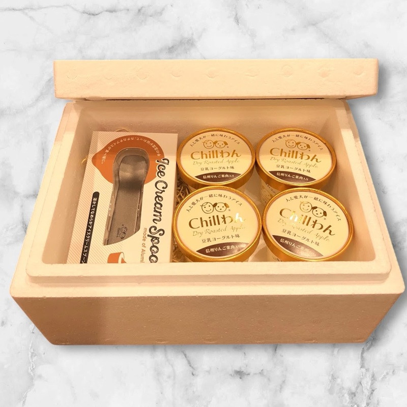 豆乳ヨーグルトアイスセット(信州りんご果肉入り)&nbsp;豆乳ヨーグルトアイス120ml×4個&nbsp;Chillわんオリジナルスプーン×1個