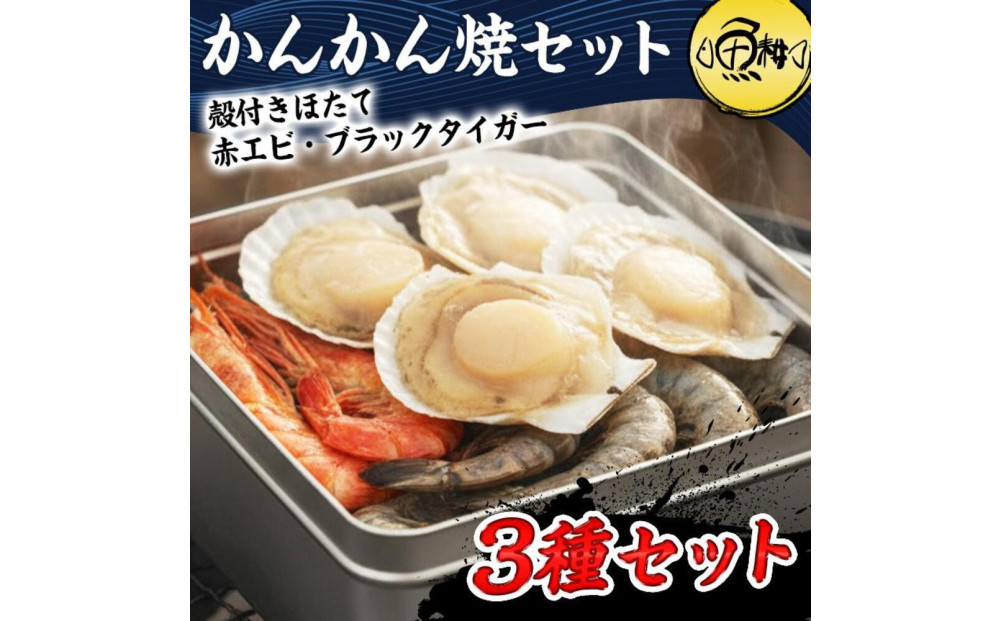 ガンガン焼き&nbsp;カンカン焼き&nbsp;海鮮&nbsp;3種&nbsp;セット&nbsp;殻付き&nbsp;ホタテ&nbsp;赤エビ&nbsp;ブラックタイガー&nbsp;海鮮バーベキューセット&nbsp;BBQ&nbsp;海鮮セット&nbsp;約4－5人前&nbsp;冷凍