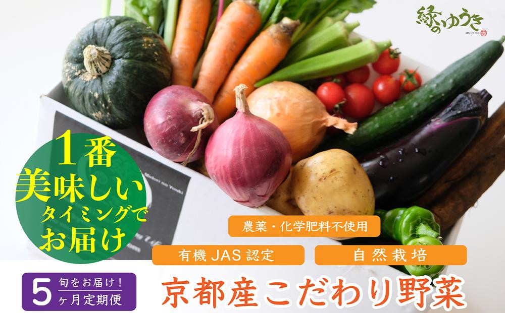 ＜5か月定期便＞2027年発送【緑のゆうき】購入された野菜の売上の1％が、社会貢献に&nbsp;京都産のこだわり野菜（有機野菜、栽培期間中農薬・化学肥料不使用など）を&nbsp;美味しいタイミングで収穫したセット	