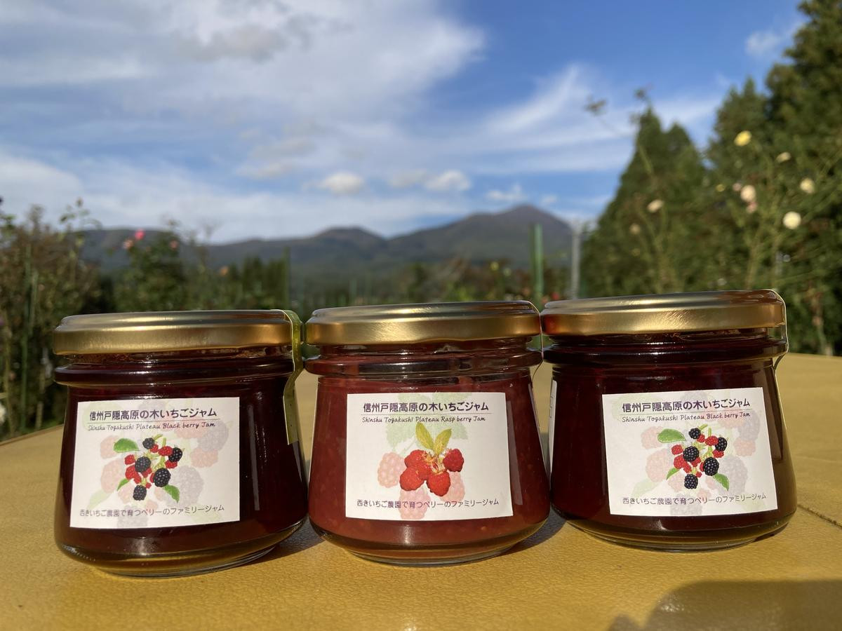 信州戸隠高原のきいちごジャム3個セット（ブラックベリー2個・ラズベリー1個）