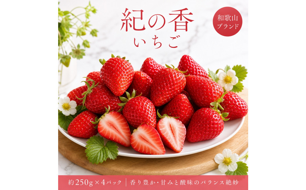 紀州和歌山ブランドいちご「紀の香」約250g×4P&nbsp;［UT143］