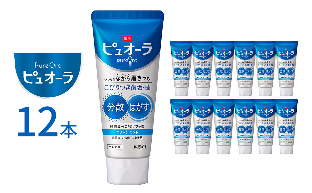 薬用ピュオーラ&nbsp;ハミガキ&nbsp;クリーンミント&nbsp;115g×12本&nbsp;【KAO61】