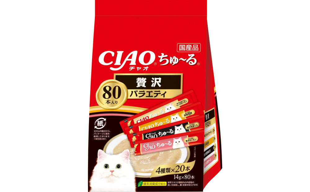 いなば　CIAO猫ちゅ～る　贅沢バラエティ480本（14ｇｘ80本ｘ6袋入）（ケース）