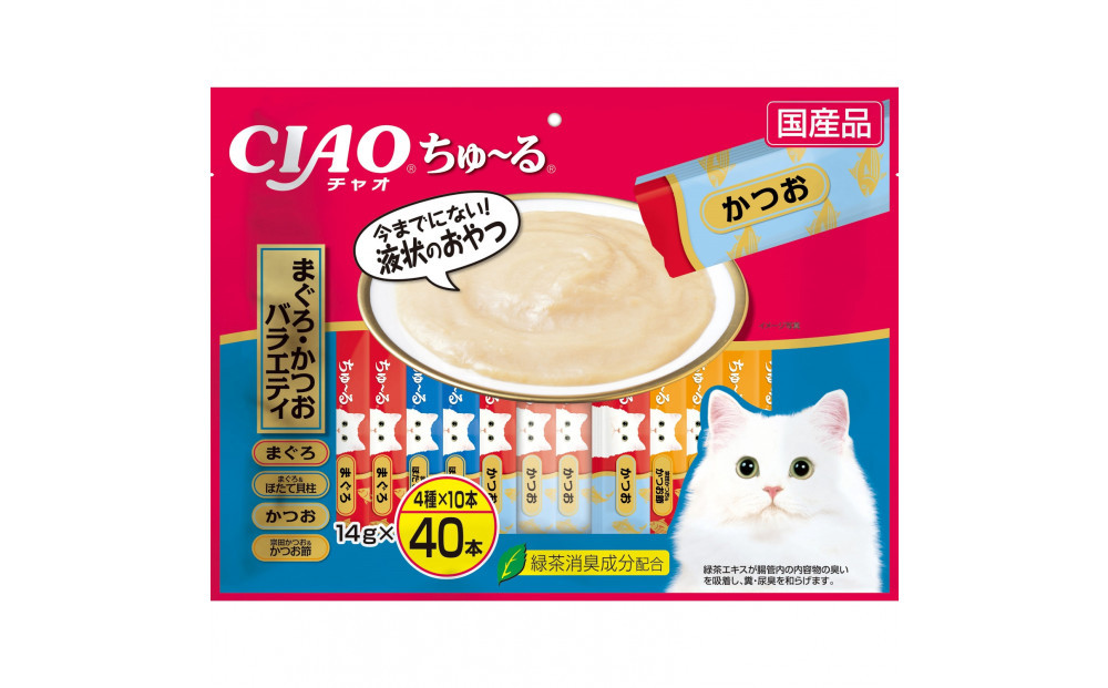 いなば　CIAO猫ちゅ～る　まぐろ・かつおバラエティ320本（14ｇｘ40本ｘ8袋入）（ケース）