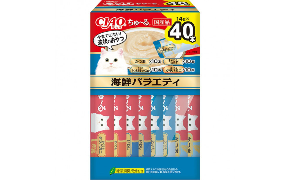 いなば　CIAO猫ちゅ～る　海鮮バラエティ320本（14ｇｘ40本入りBOXｘ8袋入）（ケース）