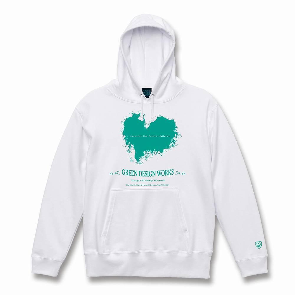 屋久島ウィルソンハート&nbsp;パーカー&nbsp;(ホワイト)&nbsp;サイズL&nbsp;(男女兼用)