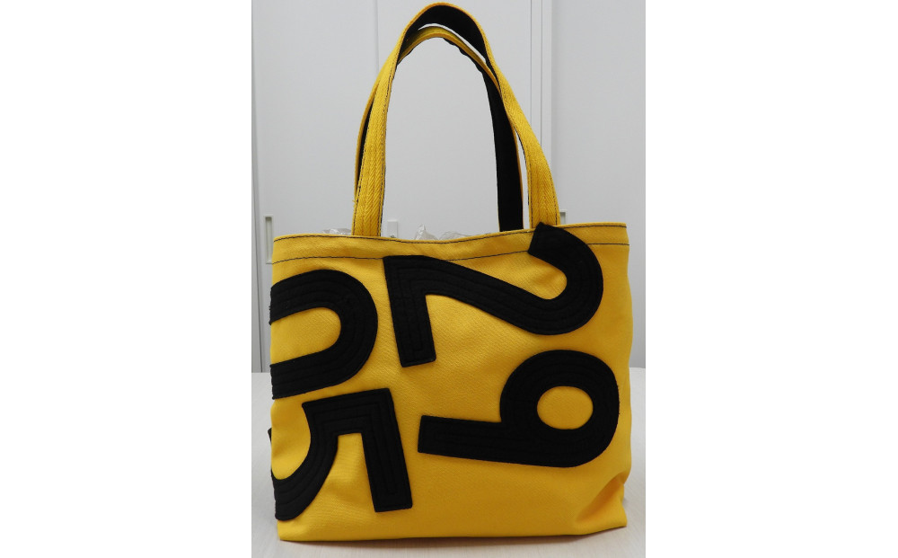 【競走馬調教用ゼッケン使用：ゼッケンバッグ】　舟形トート【3-黄色ゼッケン×黒文字】