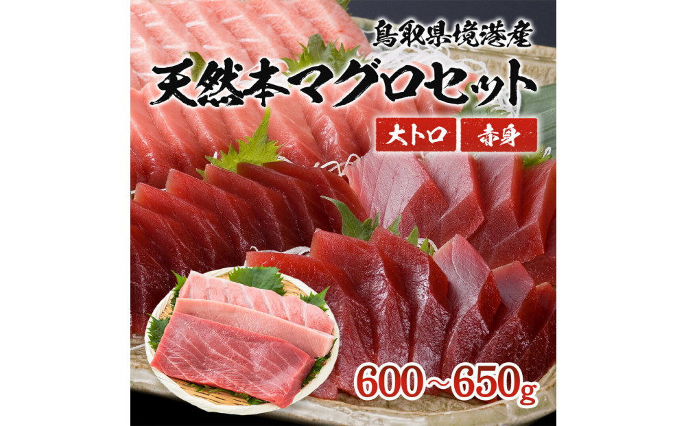 天然本マグロ(黒マグロ)　2点セット(大トロ・赤身)600～650g&nbsp;|&nbsp;本マグロ&nbsp;クロマグロ&nbsp;黒マグロ&nbsp;天然マグロ&nbsp;マグロ&nbsp;まぐろ&nbsp;刺身用&nbsp;サク&nbsp;柵&nbsp;海鮮&nbsp;魚介&nbsp;魚介類&nbsp;赤身&nbsp;大トロ&nbsp;食べ比べ&nbsp;セット&nbsp;高級魚&nbsp;贅沢食材&nbsp;刺身&nbsp;海鮮丼&nbsp;寿司用&nbsp;家庭用&nbsp;&nbsp;&nbsp;お取り寄せ&nbsp;グルメ&nbsp;人気&nbsp;おすすめ&nbsp;国産&nbsp;鳥取県&nbsp;境港市