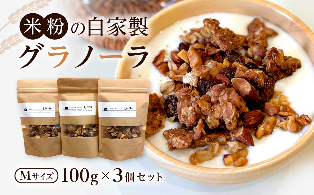 米粉の自家製グラノーラ【Mサイズ100g×3個セット】