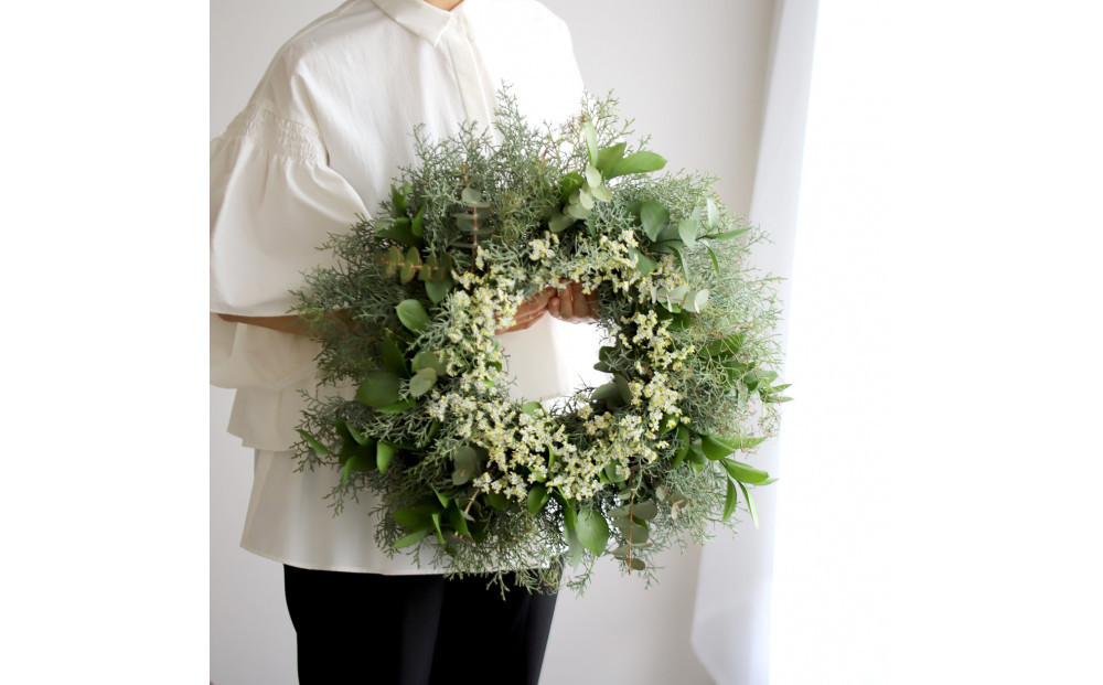 【母の日】森の香りのグリーンリース【生花&nbsp;リース&nbsp;植物&nbsp;フレッシュ&nbsp;森&nbsp;癒し&nbsp;観葉植物&nbsp;贈り物&nbsp;母の日&nbsp;おすすめ&nbsp;人気&nbsp;鳥取県&nbsp;北栄町&nbsp;手作り】