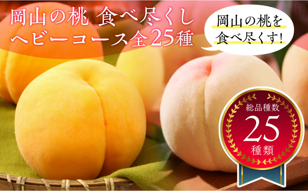 岡山の桃食べ尽くし&nbsp;ヘビーコース全25種（25回お届け）