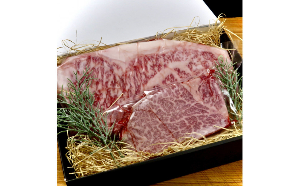 【セット】博多和牛A5ランク　ヒレサーロインステーキギフトセット&nbsp;&nbsp;（ヒレステーキ約200g×1枚、サーロインステーキ約350g×1枚　合計約550g）