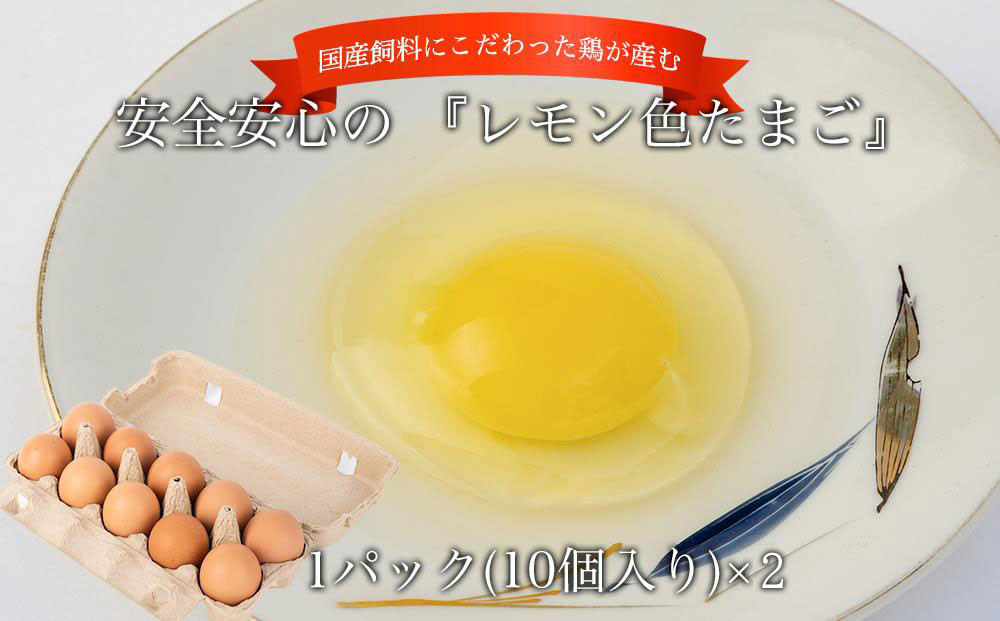 国産飼料にこだわった鶏が産む安全安心の&nbsp;『レモン色たまご』20個（15個＋割れ保証5個）&nbsp;［Hn3］