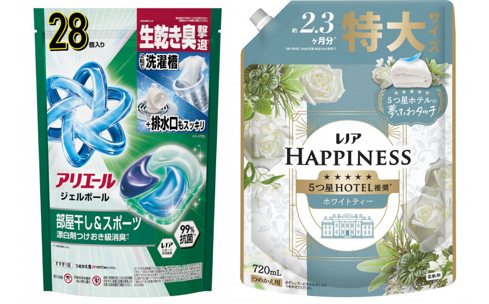 アリエール&nbsp;ジェルボールプロ&nbsp;部屋干し&nbsp;28個入&nbsp;&&nbsp;レノア&nbsp;ホワイトティー&nbsp;つめかえ用&nbsp;720mL