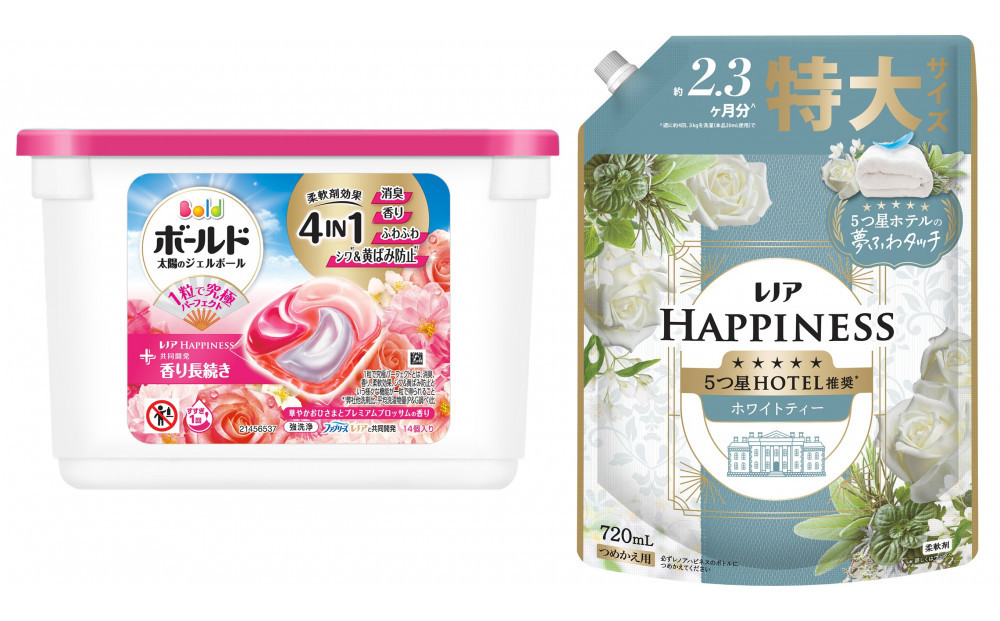 ボールド&nbsp;ジェルボール&nbsp;4D華やかおひさまとプレミアムブロッサムの香り&nbsp;本体&&nbsp;レノア&nbsp;ハピネス&nbsp;ホワイトティーつめかえ用