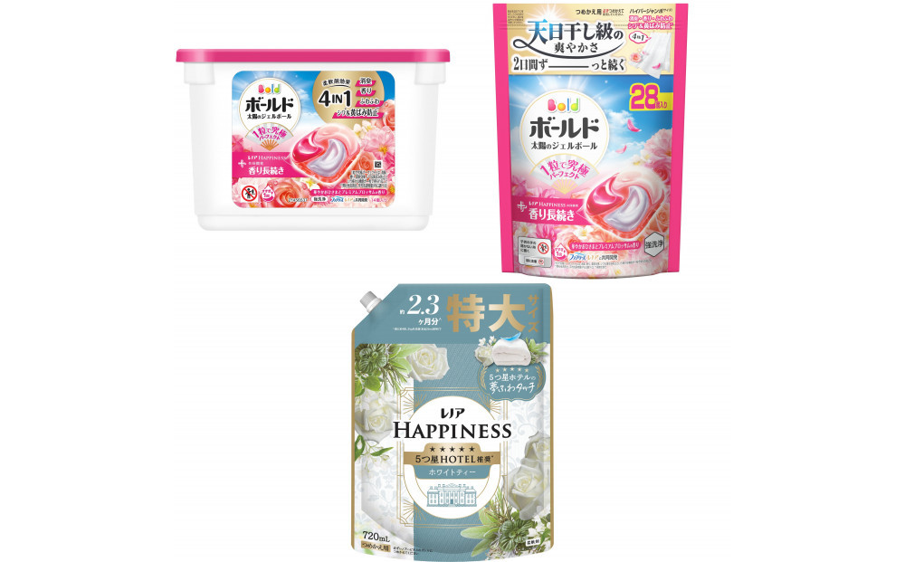ボールド&nbsp;ジェルボール&nbsp;4D華やかおひさまとプレミアムブロッサムの香り&レノア&nbsp;ハピネス&nbsp;ホワイトティーの香り&nbsp;お試しセット