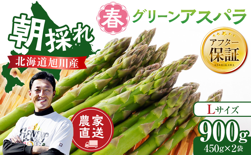 【2027年先行予約】農家直送&nbsp;朝採れ&nbsp;春グリーンアスパラ&nbsp;Lサイズ&nbsp;900g（450g×2袋）【&nbsp;野菜&nbsp;旬&nbsp;新鮮&nbsp;アスパラガス&nbsp;あすぱらがす&nbsp;asparagus&nbsp;ASPARAGUS&nbsp;北海道&nbsp;旭川市&nbsp;】_05933