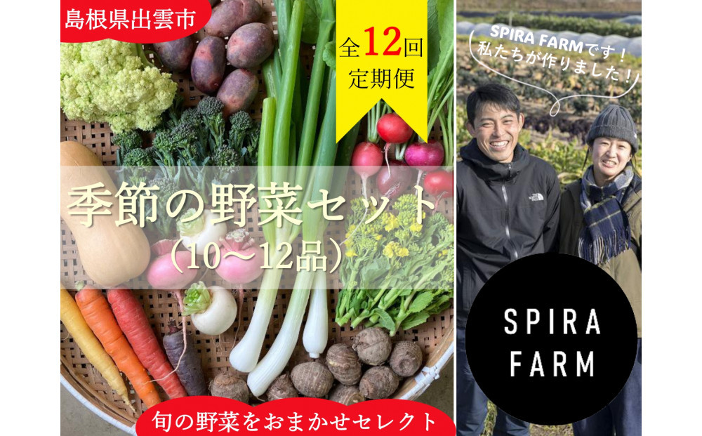 【毎月お届け・全12回定期便】季節の野菜セット10～12品目《栽培期間中&nbsp;農薬・化学肥料不使用》出雲の畑から旬野菜をお届け［出雲&nbsp;野菜セット&nbsp;おまかせ&nbsp;詰め合わせ&nbsp;新鮮野菜&nbsp;送料無料&nbsp;ふるさと納税］