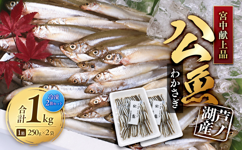 宮中献上品&nbsp;芦ノ湖産公魚（わかさぎ）（冷凍250g×2袋）×2箱セット&nbsp;合計1kg