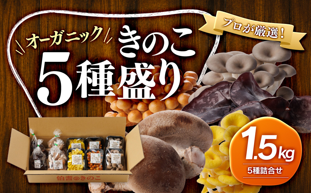 プロが厳選！オーガニックきのこ5種盛り（1.5ｋｇ）