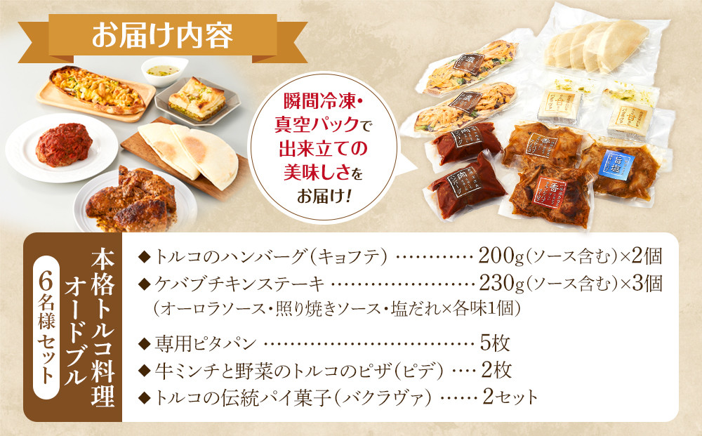 本格トルコ料理 オードブル 6名セット ケバブチキンステーキ