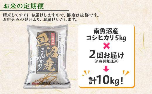 ES24 【定期便】新潟県 南魚沼産 コシヒカリ お米 5kg 計2回 精米済み