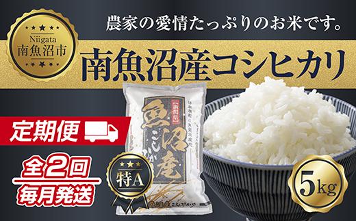 ES24 【定期便】新潟県 南魚沼産 コシヒカリ お米 5kg 計2回 精米済み（お米の美味しい炊き方ガイド付き）