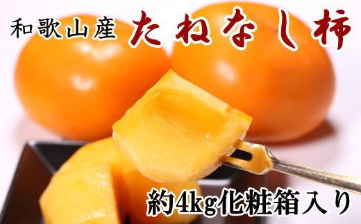 【秋の味覚】和歌山産のたねなし柿3L・4Lサイズ約4kg（化粧箱入り）