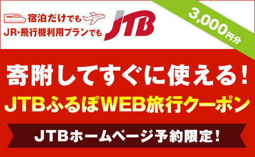 【富士河口湖町】JTBふるぽWEB旅行クーポン（3,000円分）