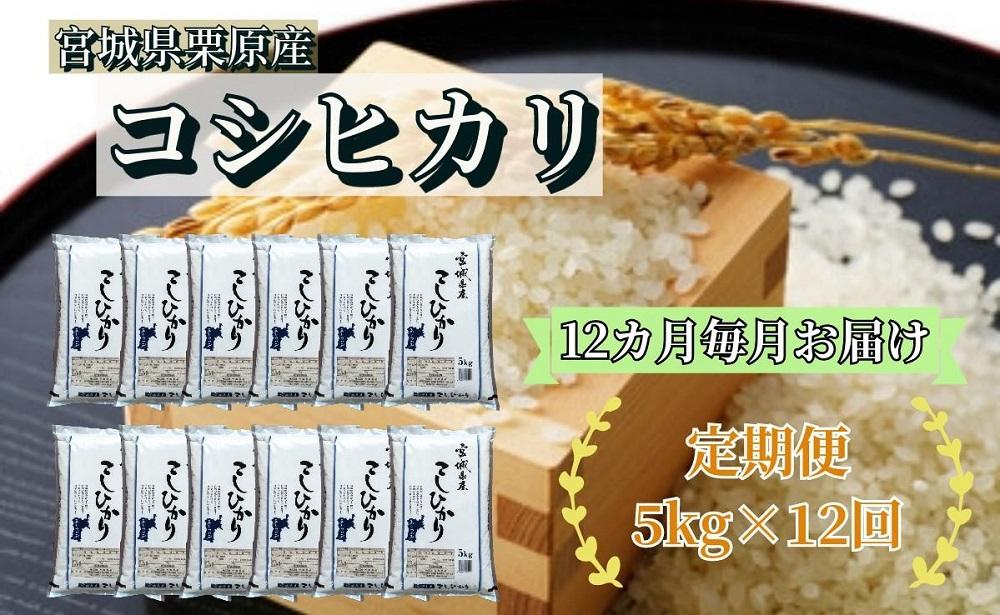 【12ヶ月定期便】宮城県栗原産 コシヒカリ 毎月5kg (5kg×1袋)×12ヶ月