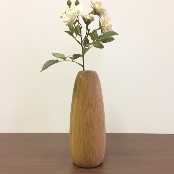 【木製フラワーベース　オーク材　fv011-OAK】オイルフィニッシュ 一輪差し 花瓶 木製 小物 置物 MUKU屋 MUFactory