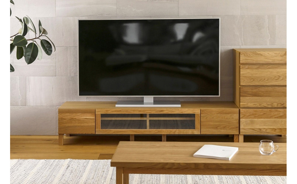 【開梱設置】高野木工 LECCE レッチェ 164TVボード オーク (透明ガラス) 【10年保証】