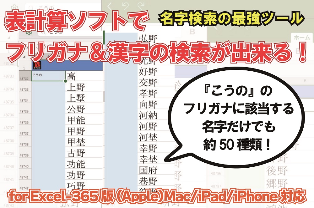 表計算ソフトでフリガナ 漢字から強力検索 名苗名 名字電子辞書 For Excel 365版 Apple Mac Ipad Iphone対応 Jtbのふるさと納税サイト ふるぽ