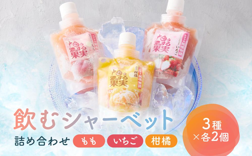 CAS凍結 和歌山県産 飲む シャーベット 詰め合わせ 約150g × 6個 合計約900g もも いちご 柑橘 各種2個ずつ