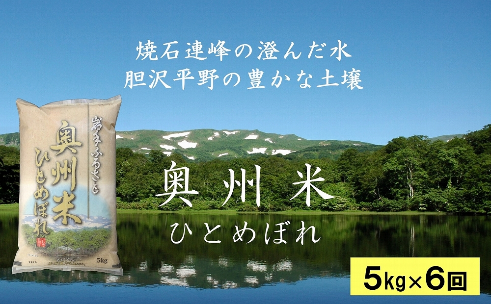 【12月2日より価格改定予定】☆全6回定期便☆ 奥州米ひとめぼれ5kg×6カ月 令和5年産   岩手県奥州市産  頒布会 おこめ ごはん ブランド米 精米 白米