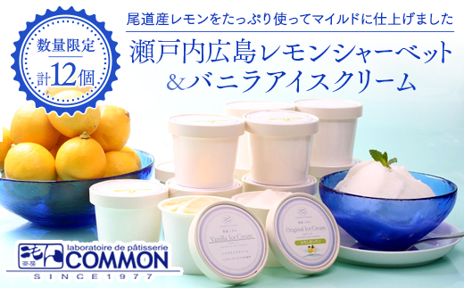 【数量限定】瀬戸内広島レモンシャーベット＆バニラアイスクリームセットＭ