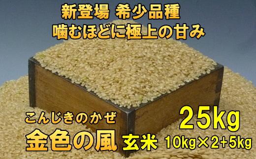 【玄米25kg】新登場の高級米　令和5年産  岩手県奥州市産 金色の風【７日以内発送】