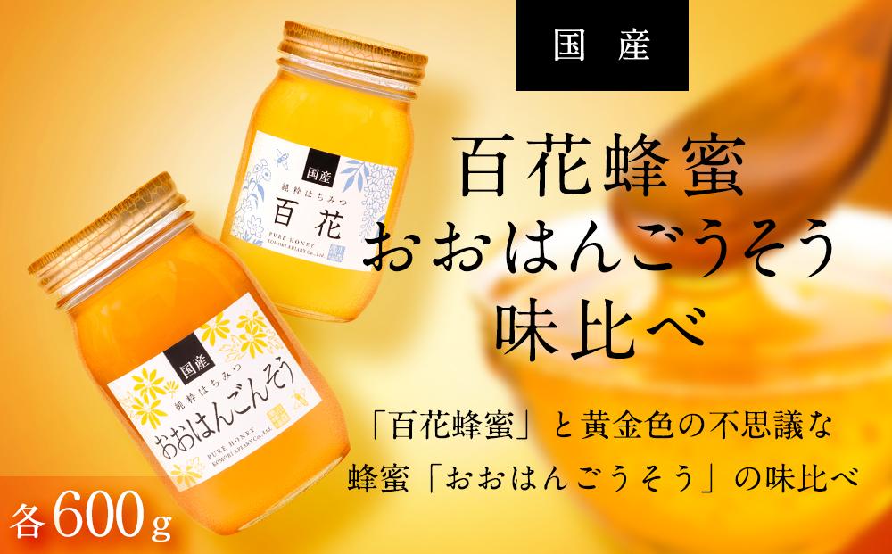 ☆味比べ☆国産 百花蜂蜜・おおはんごんそう蜂蜜（各600g×1本）