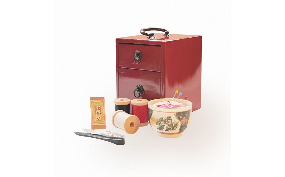 【加賀毛針】朱塗箪笥型裁縫セット  石川 金沢 加賀百万石 加賀 百万石 北陸 北陸復興 北陸支援