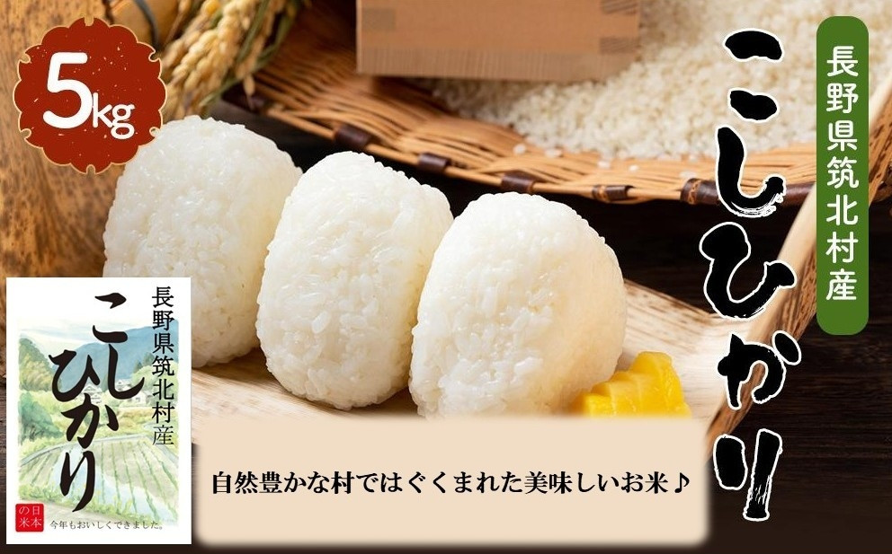 筑北村産&nbsp;こしひかり（5kg）｜米&nbsp;老舗直売所&nbsp;&nbsp;天日干し&nbsp;コシヒカリ&nbsp;信州産&nbsp;人気&nbsp;おすすめ&nbsp;お米&nbsp;白米&nbsp;ご飯&nbsp;和食&nbsp;健康&nbsp;&nbsp;送料無料&nbsp;長野県&nbsp;筑北村&nbsp;ふるさと納税