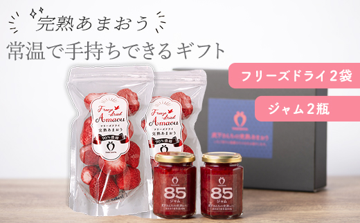 常温で手持ちできるギフト (フリーズドライ＆ジャム 2つ入りセット)【あまおう 食品 あまおう フルーツ あまおう 果物 苺くだもの いちご 食品 イチゴ 人気 あまおう おすすめ 送料無料 福岡県 大川市 AA049】