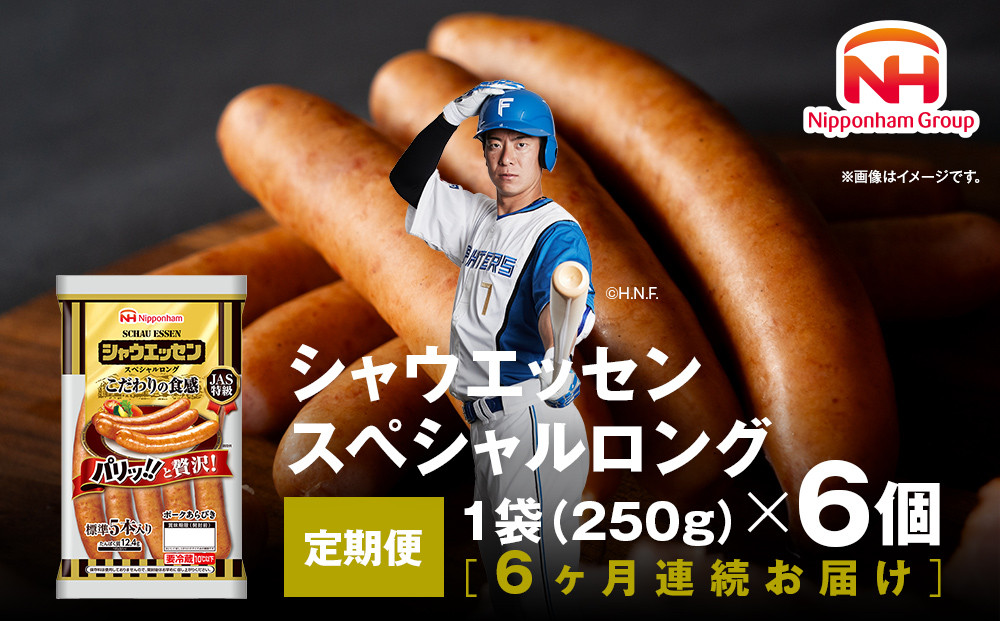 【ふるさと納税】【6ヶ月定期便】シャウエッセン スペシャル ロング 250g 6パック 北海道 旭川 ウインナー ソーセージ あらびき 粗挽き ウィンナー 食品 バーベキュー 豚肉 肉 日本ハム ギフト 小分け 送料無料 定期便 お肉 にく 大容量 レンチン お弁当 惣菜 おかず おつまみ 天然羊腸 _ 00607