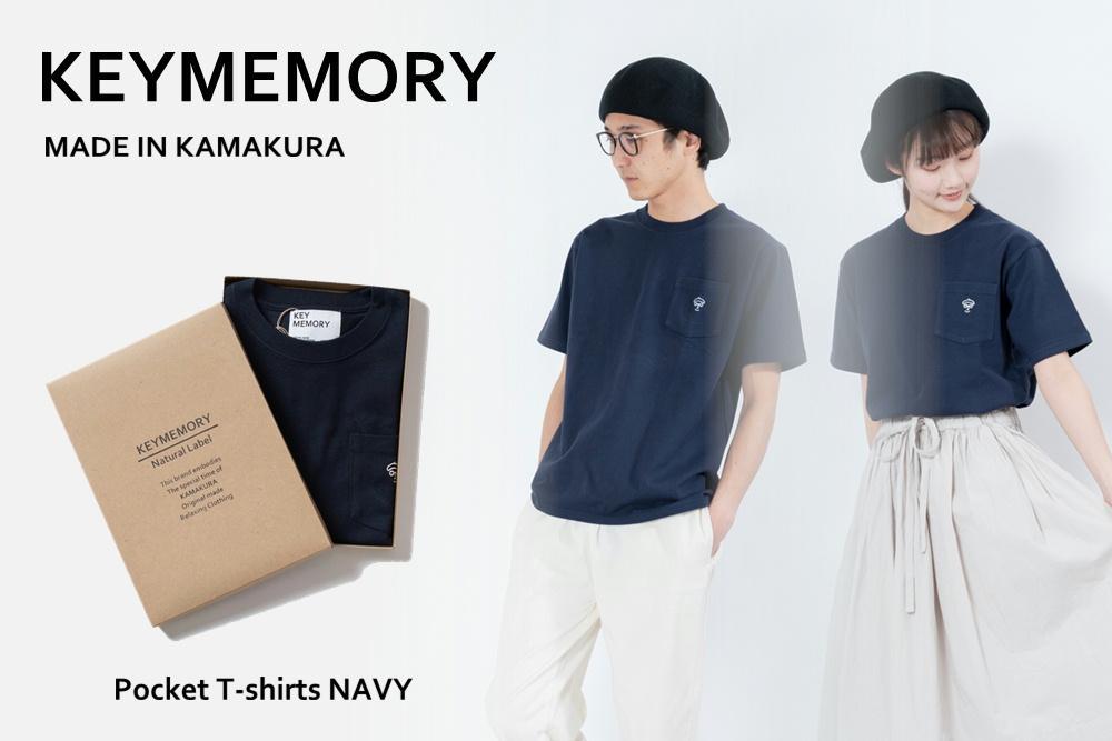 【KEY MEMORY】Natural Label Pocket T-shirts NAVY〈1〉レディースMサイズ