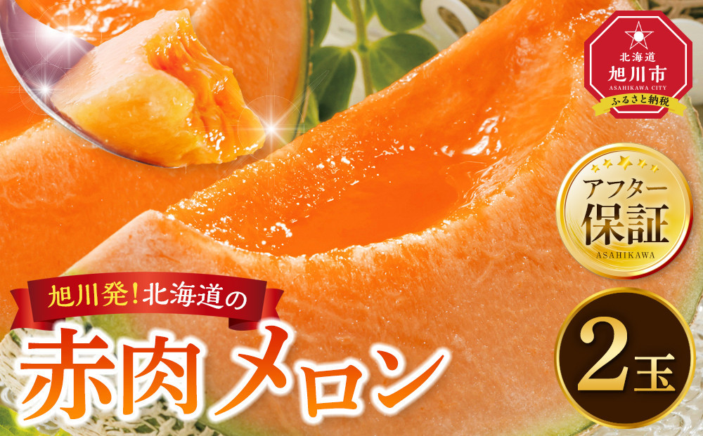 【26年発送先行予約】旭川発！北海道の赤肉メロン2玉（1玉標準&nbsp;1.3kg以上）2026年6月下旬から発送開始予定&nbsp;【&nbsp;果物&nbsp;くだもの&nbsp;フルーツ&nbsp;メロン&nbsp;赤肉&nbsp;赤肉メロン&nbsp;旬&nbsp;お取り寄せ&nbsp;甘い&nbsp;北海道産&nbsp;旭川市&nbsp;北海道&nbsp;】_01102