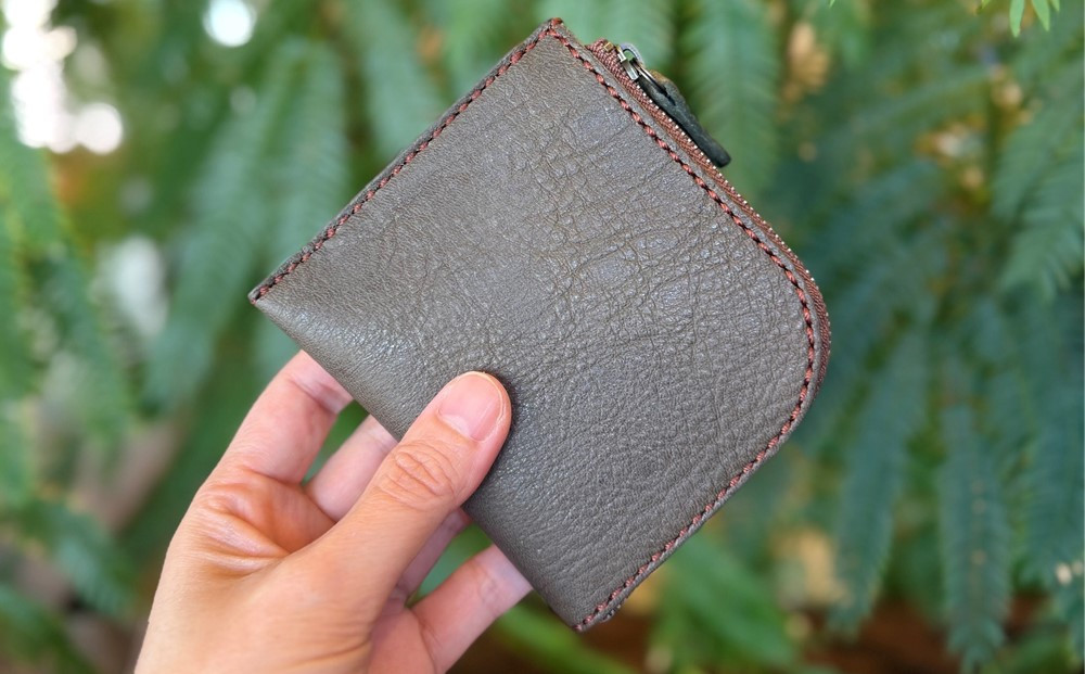 屋久鹿レザーの島財布 グリーン