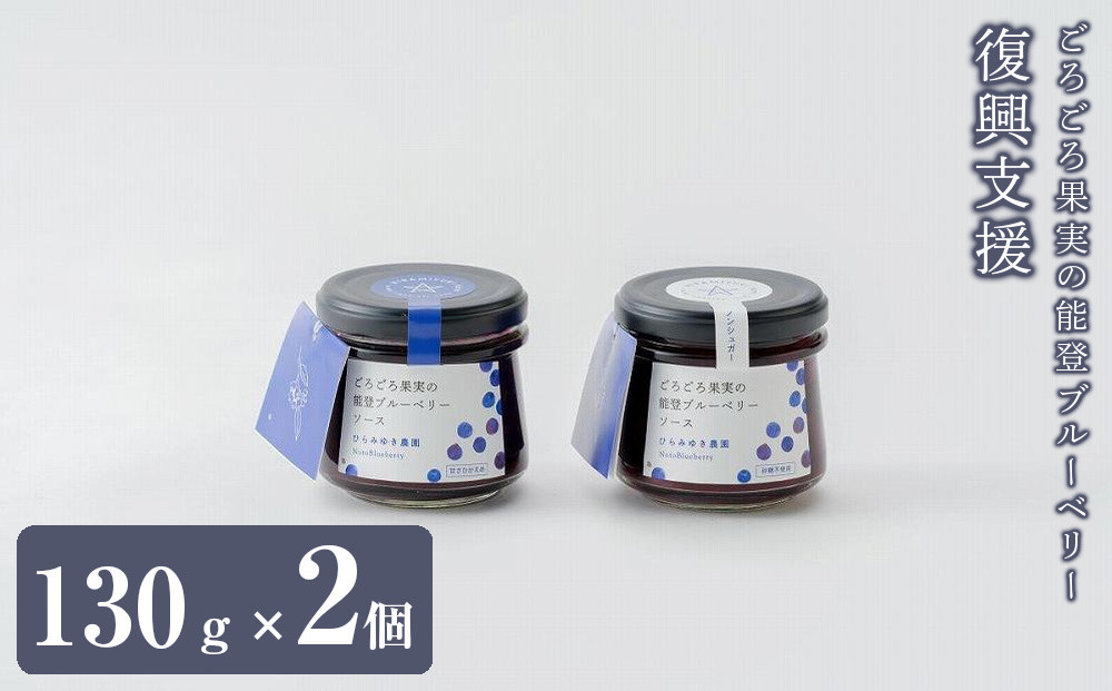 【復興支援】ごろごろ果実の能登ブルーベリー（甘さひかえめ、砂糖不使用２個セット）