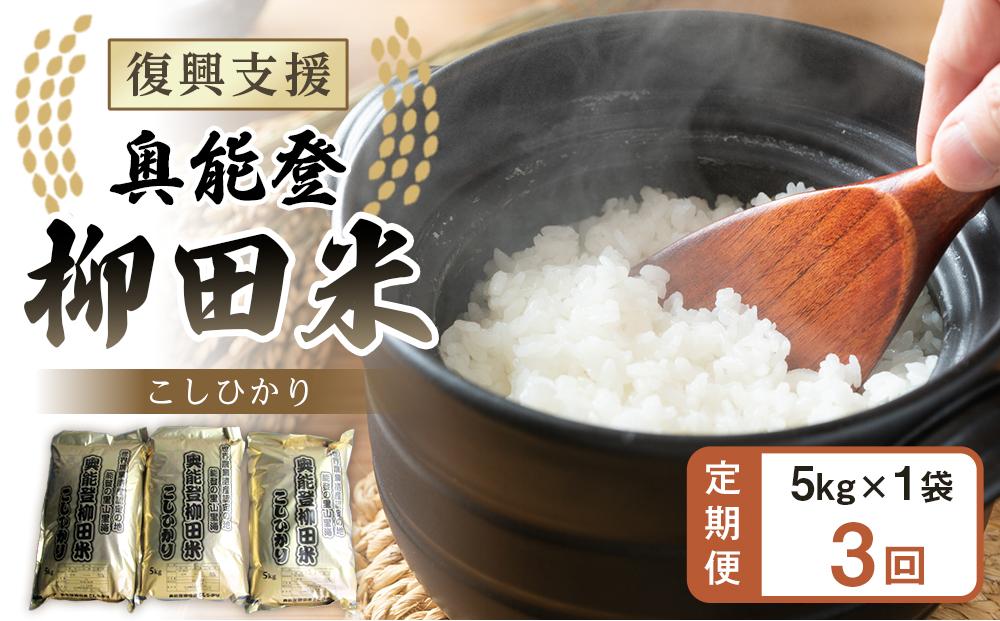 【復興支援】【定期便】【令和6年度産】奥能登柳田米B3（定期便）5kg×3か月分