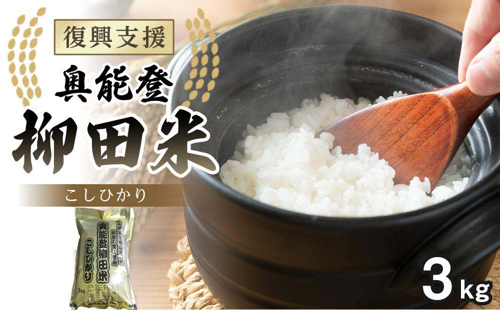 【復興支援】【令和7年度産】奥能登柳田米Ｅこしひかり 3kg