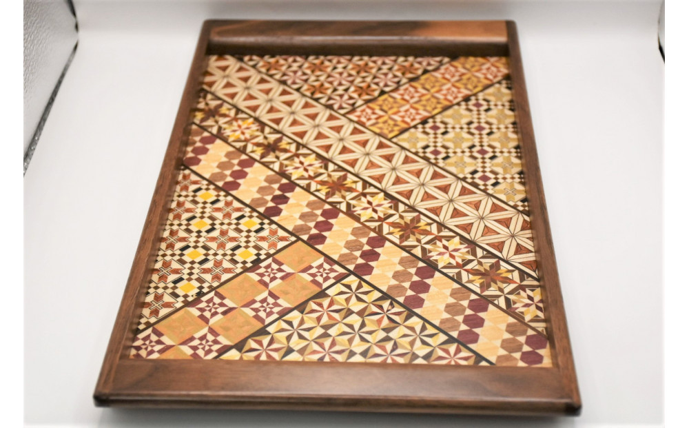 箱根寄木細工 袖付長盆(小) | 工芸品 装飾品 民芸品 木工品 寄木細工